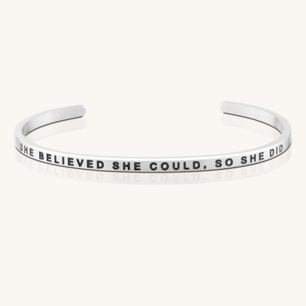 Adjustable silver mantra bracelet